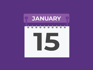 january 15 calendar reminder. 15 january daily calendar icon template. Calendar 15 january icon Design template. Vector illustration
