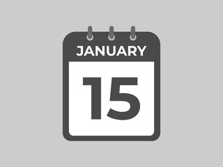 january 15 calendar reminder. 15 january daily calendar icon template. Calendar 15 january icon Design template. Vector illustration

