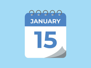 january 15 calendar reminder. 15 january daily calendar icon template. Calendar 15 january icon Design template. Vector illustration
