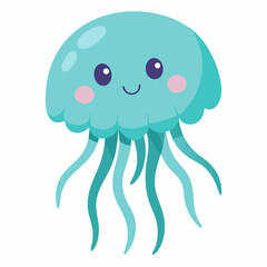 Jellyfish vector clipart art illustration, solid white background (3)