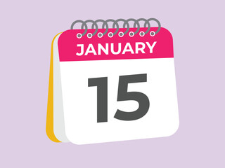 january 15 calendar reminder. 15 january daily calendar icon template. Calendar 15 january icon Design template. Vector illustration
