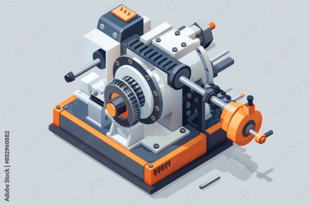 Aufkleber A machine sitting on a table. Suitable for tech and workspace concepts