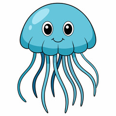 Jellyfish vector clipart art illustration, solid white background (15)