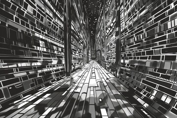 Obraz premium A monochrome photo of a city street, suitable for urban concepts