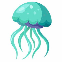 Jellyfish vector clipart art illustration, solid white background (25)