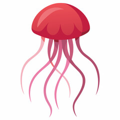 Jellyfish vector clipart art illustration, solid white background (26)