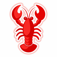 Lobster vector clipart art illustration, solid white background (19)