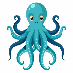 Octopus vector art illustration, solid white background (2)