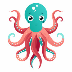 Octopus vector art illustration, solid white background (26)