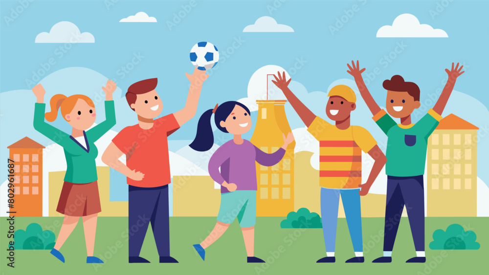 Poster a friendly game of keeping everyone entertained with neighbors cheering on their team.. vector illus