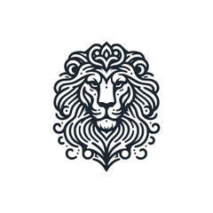 The logo of lion. Black white vector logo illustration.	