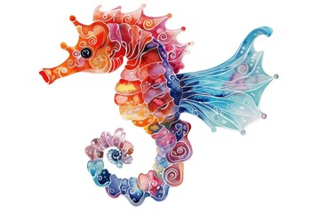 A beautiful watercolor painting of a sea horse. Perfect for marine-themed designs