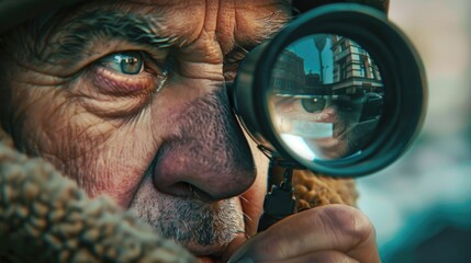 A man examining something closely, useful for educational and detective concepts