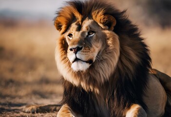 AI generated illustration of a big lion basking in sunlight