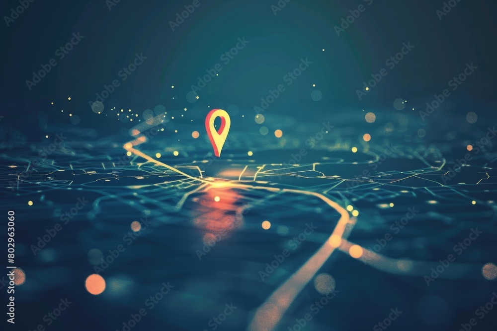 Poster A map with a pin in the middle. Suitable for travel or navigation concepts