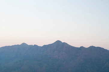Morning views of mountain landscape in Kanchanaburi province of Thailand