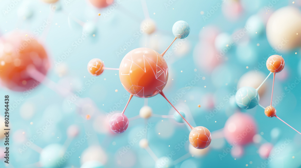 Poster abstract background with an interconnected network and color spheres