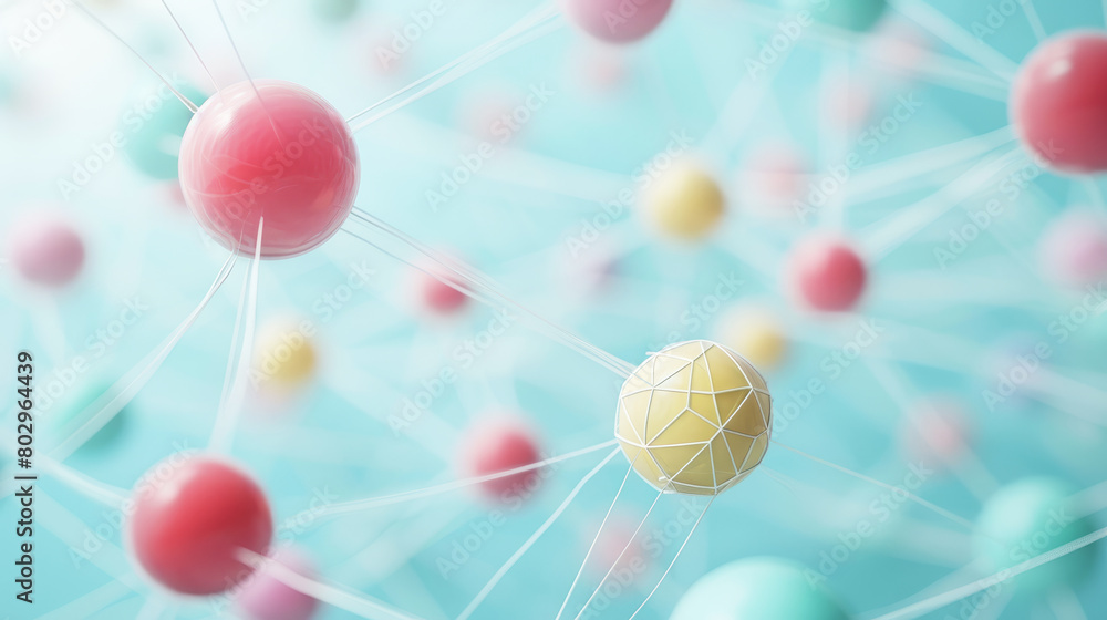 Poster abstract background with an interconnected network and color spheres
