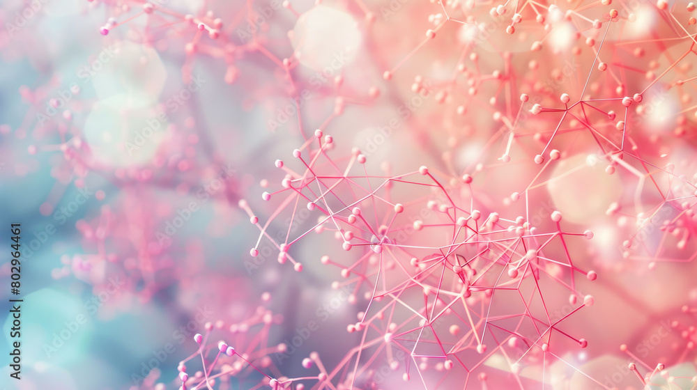 Poster abstract background with an interconnected network and color spheres