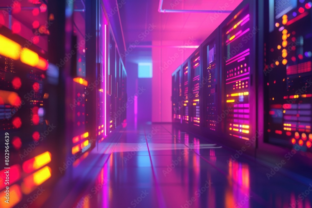 Aufkleber A row of servers in a data center. Suitable for technology-related projects