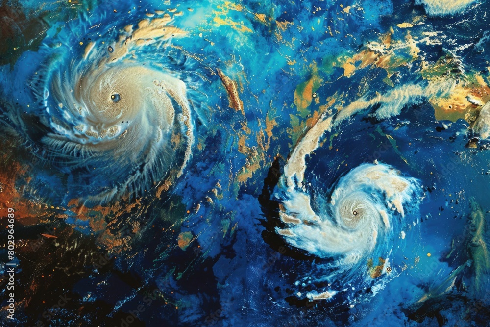 Poster abstract painting of swirling ocean waves. suitable for artistic projects