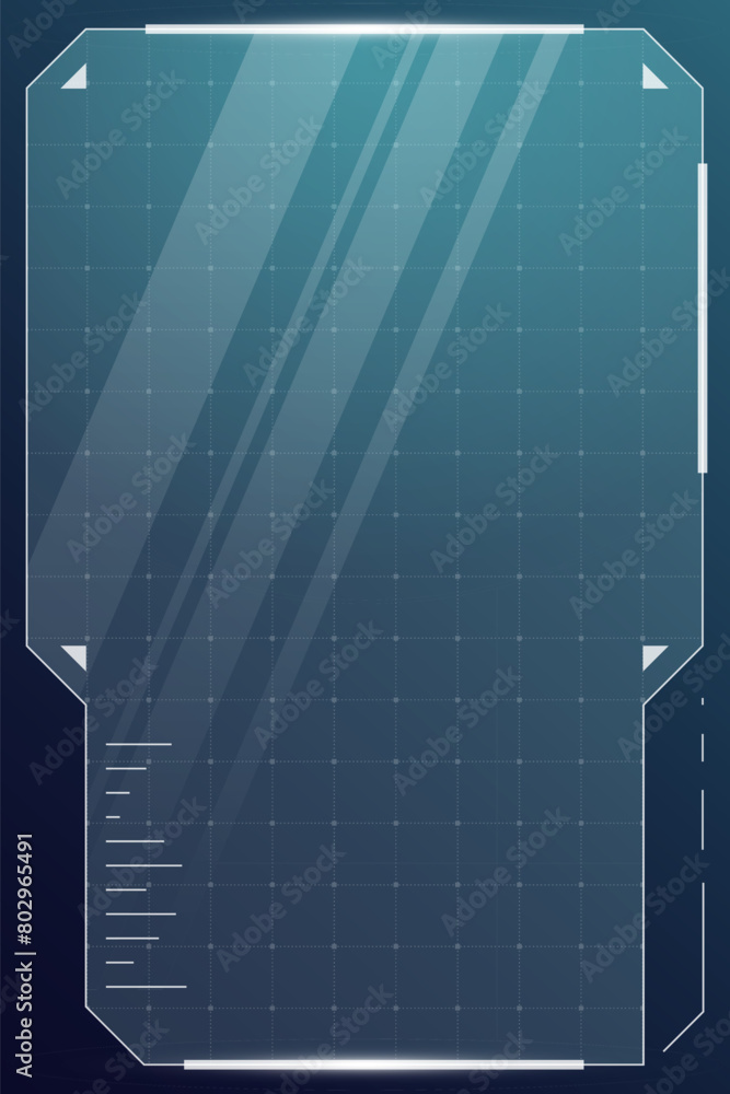Poster hud digital futuristic user interface vertical square frame. sci fi high tech screen. game menu touc