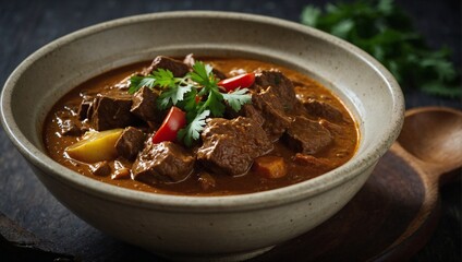 A bowl of beef curry