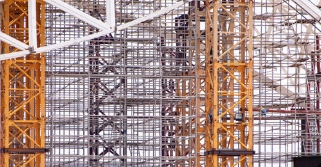 Steel structures for construction. Steel beams, steel frames, metal structures for supporting...