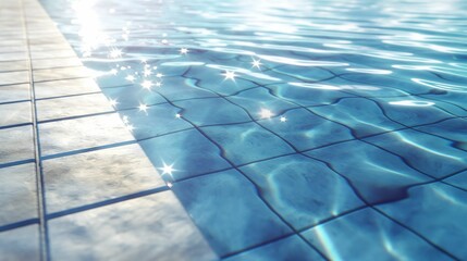 Sun reflection on swimming pool water surface.