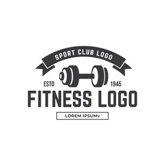 Gym fitness barbell logo icon vector illustration.