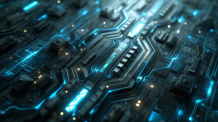 a sleek, contemporary texture design incorporating digital circuitry for a virtual synth plugin. shades of silver and blue combined. Glossy, futuristic surface with delicate lighting effects