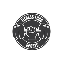 Gym fitness barbell logo icon vector illustration.