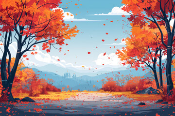 Autumn scene with trees