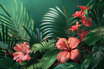 Fototapeta premium Close up of a plant with red flowers, suitable for botanical and nature themes
