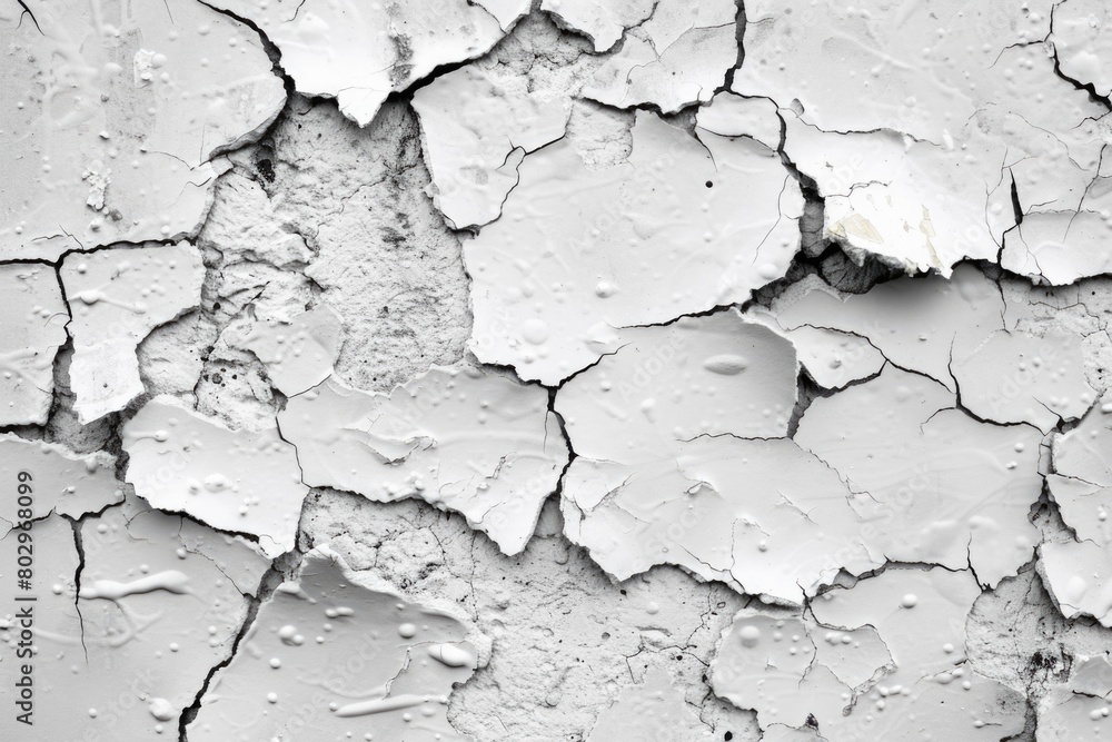 Poster a detailed black and white photo of a cracked wall texture. perfect for adding a grungy touch to des