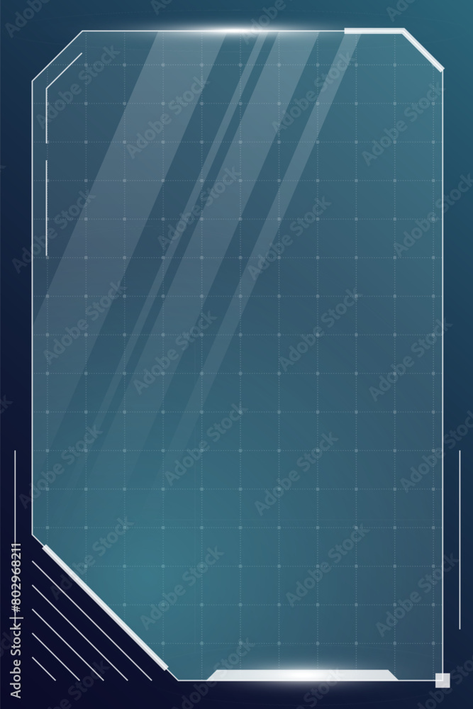 Poster hud digital futuristic user interface vertical square frame. sci fi high tech screen. game ui menu t