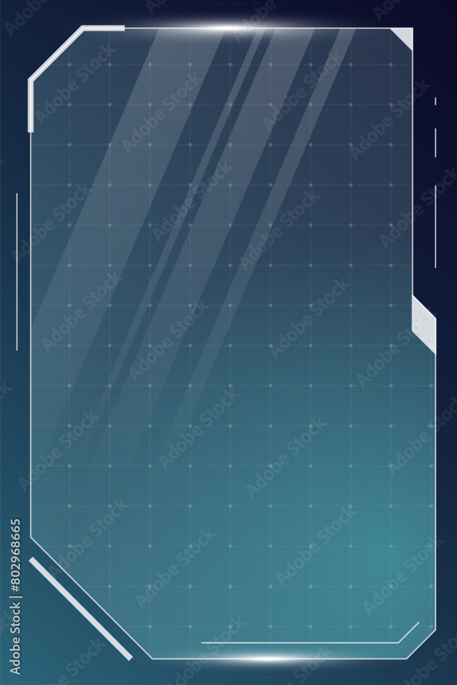 Poster hud digital futuristic user interface vertical square frame. sci fi high tech screen. game ui menu t