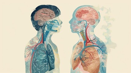 Illustrations depicting the human respiratory system.