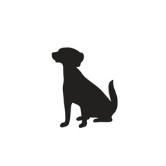 Silhouette of a dog in vector, flat style.