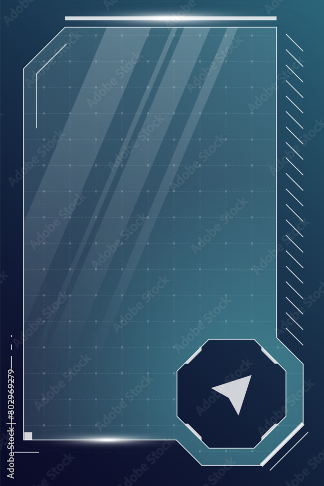 Poster hud digital futuristic user interface vertical frame. sci fi high tech screen. gaming ui menu touchi