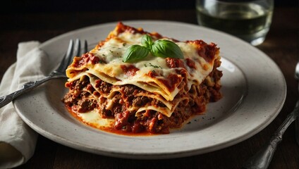 A bowl of beef lasagna