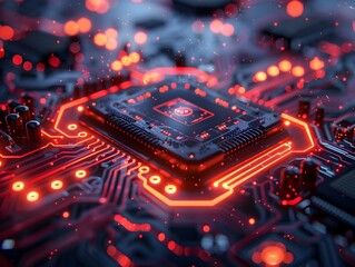 Futuristic Illuminated Abstract Electronic Circuit Technology Background