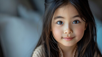 Adorable Asian Little Girl Natural Portrait