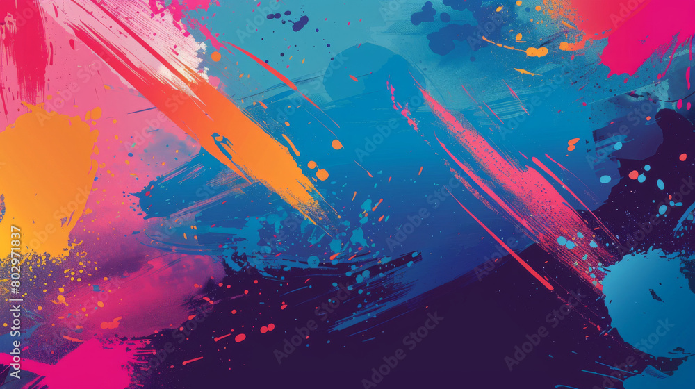 Poster dynamic splashes of vivid paint create a vibrant abstract background