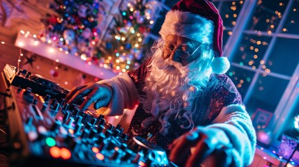 DJ Santa Christmas Beats Disco Lights