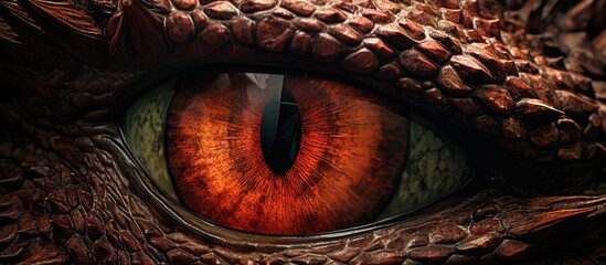 A close up image of the dragon s eye with no surrounding elements against a plain white background. with copy space image. Place for adding text or design