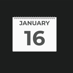 january 16 calendar reminder. 16 january daily calendar icon template. Calendar 16 january icon Design template. Vector illustration
