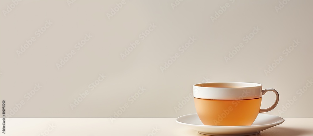 Poster a cup of tea on a white background allowing for copy space in the image
