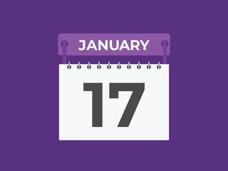 january 17 calendar reminder. 17 january daily calendar icon template. Calendar 17 january icon Design template. Vector illustration
