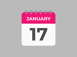 january 17 calendar reminder. 17 january daily calendar icon template. Calendar 17 january icon Design template. Vector illustration

